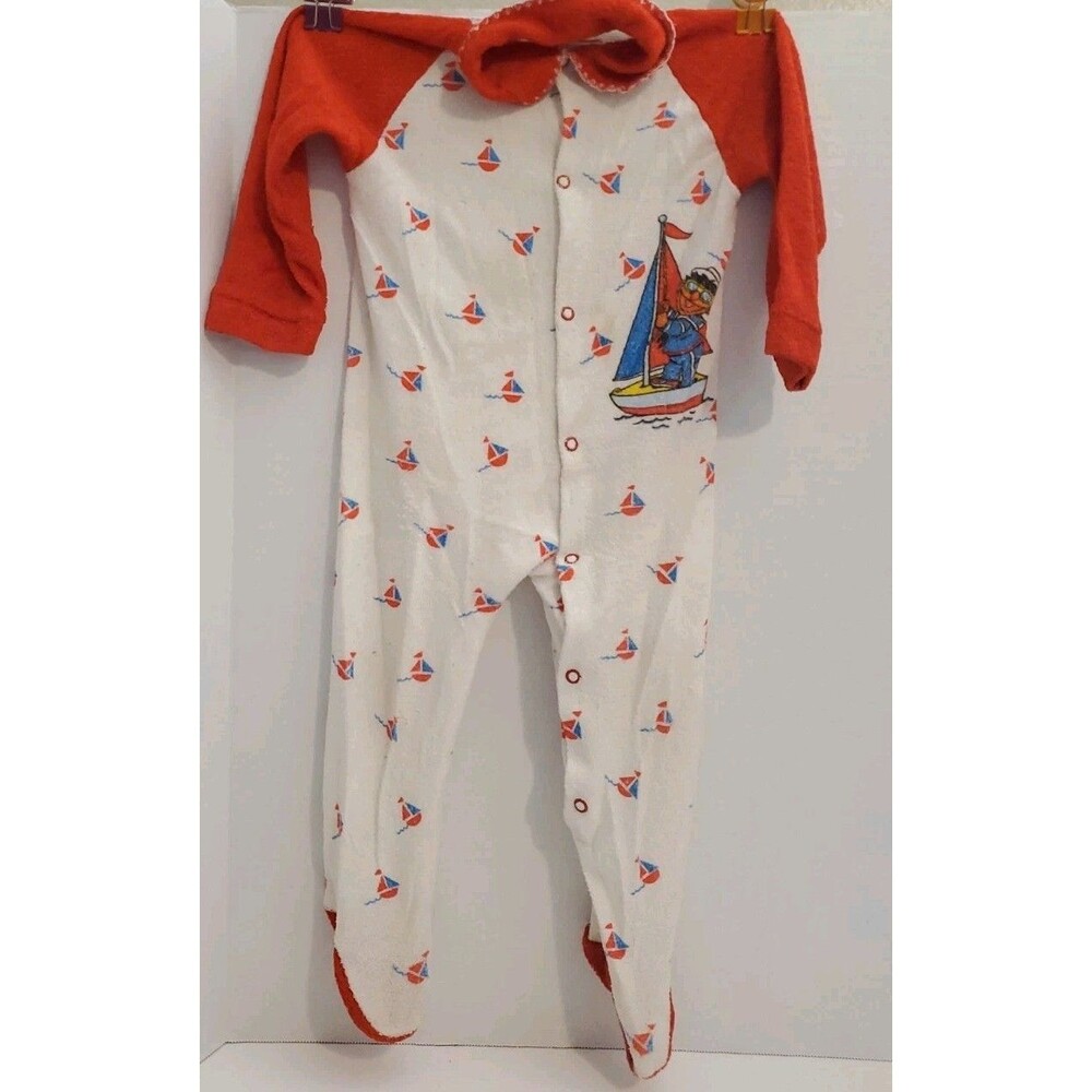 1980s Vintage Sesame Street x JC Penney Ernie Sailboat One Piece Sleeper 18 Mos